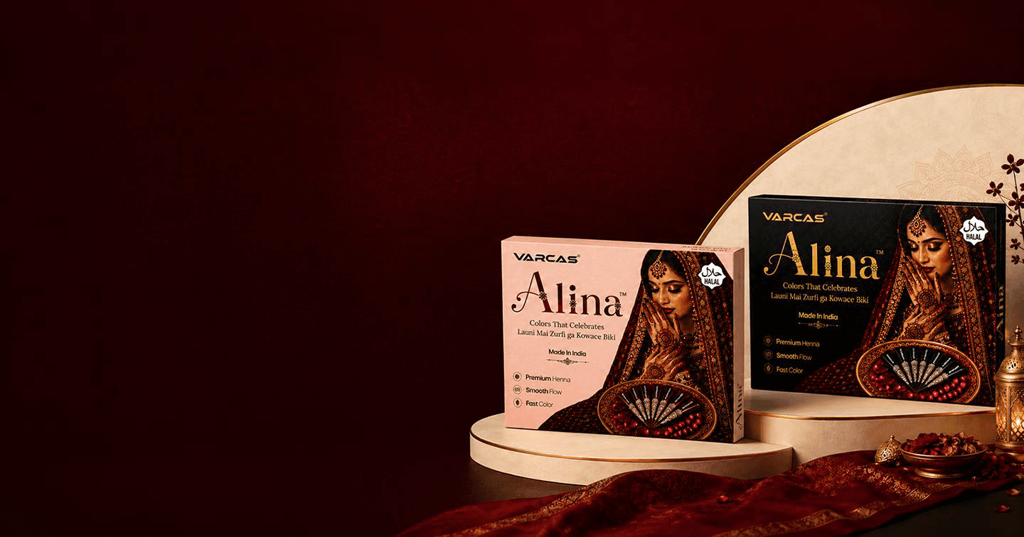 Alina henna boxes displayed on a podium